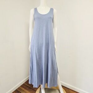 Free Fly Bamboo Heritage Midi Dress Size M Heathered Blue Sleeveless Pockets